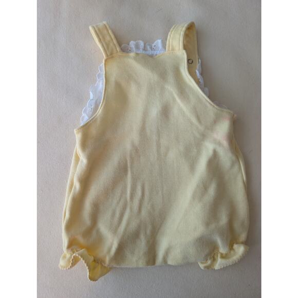 Vintage 80s Carters Carebare Baby Bodysuit Bubble Romper Yellow Eyelet Cottage - Picture 2 of 6